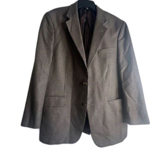 Croft & Barrow Brown Houndstooth Dressy Sports Coat Blazer Men's Size 42R - Picture 1 of 10